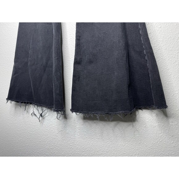 Forever 21 Flared Leg Jeans Womens 30 Black Wide Leg Denim Bell Bottoms Raw Hem - Picture 7 of 16